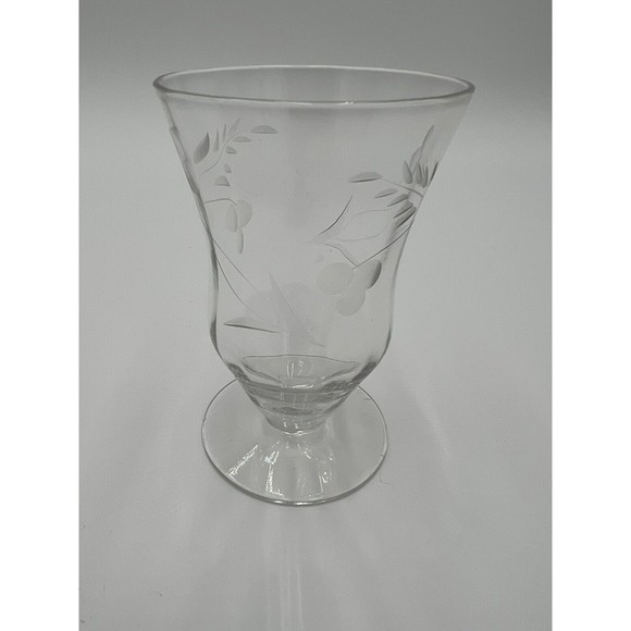 Vintage Juice Glasses Flower Etched Stem Set of 4‎ Glasses - Picture 4 of 6